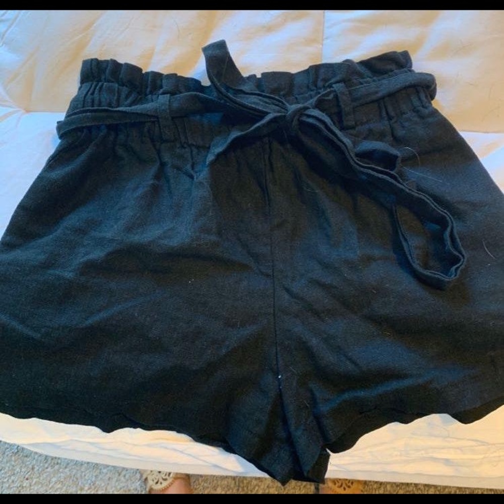 Black paper bag shorts